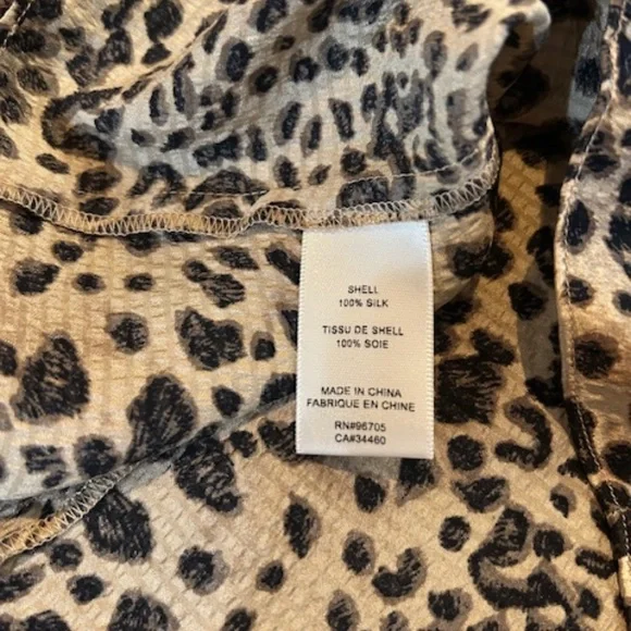 Rebecca Taylor Lynx Print Long Sleee 100% Sulk Blouse